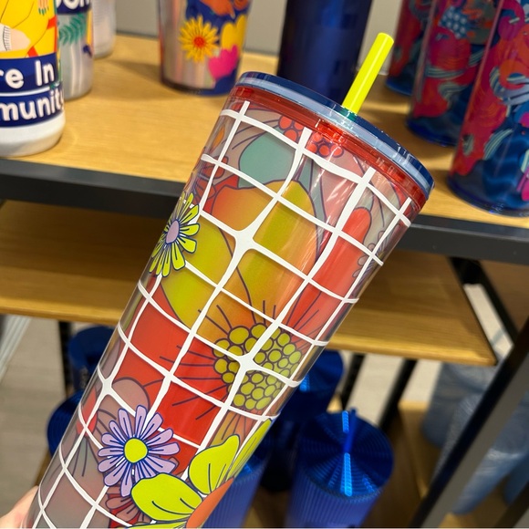 Starbucks Floral Stripped Cold Cup Insulated Iridescent Tumbler Venti 24oz New - Picture 8 of 16